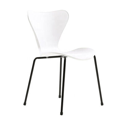 Rustic Pp Metal Leg Dining Chairs Colorful Nordic Black Stackable