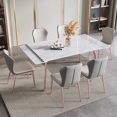 Minimalist Slate Dining Table Set With Chair Combination Telescopic Foldable