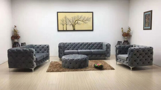 Navy Color Velvet Night Club Lounge Three Seat Modern Design