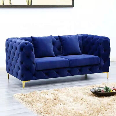 Navy Color Velvet Night Club Lounge Three Seat Modern Design