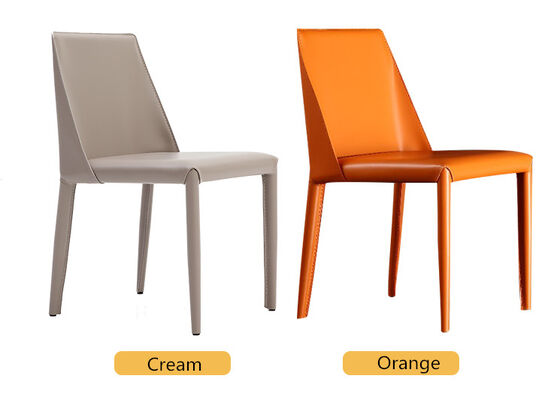 Modern Grey Leather Metal Frame Dining Chairs 17 Inch 43.18CM Seat Height Home