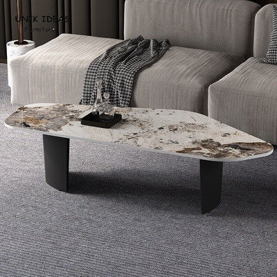 Black  White Marble Stone Top Coffee Table Sets Stainless Steel L140xW60xH38cm