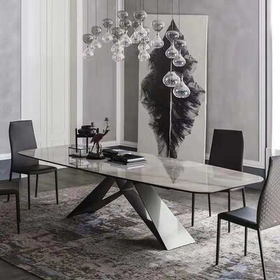 150cm Luxury Dining Table And Chairs Gray Marble Dining Table Set For 2 4 5 6