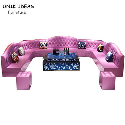 Button Tufted Club Lounge Sofa Leather Chesterfield U Shaped Sectional With Sleeper