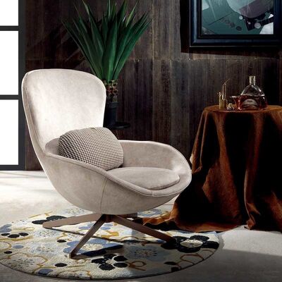 Children'S Lounge Gray Swivel Egg Chair Indoor With Cushion Leisure 90cm