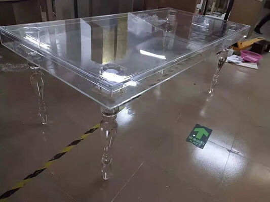Handmade Clear Acrylic Dining Table Ghost Surface Top 200x100x75cm