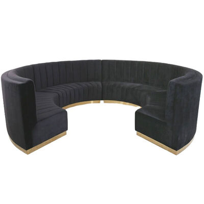 Combination Leather Club Sofa Curved U Shaped Customized Metal Skeleton