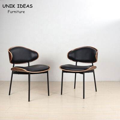 अच्छी कीमत Leather Metal Leg Dining Chairs Modern Stylish Nordic Black Wood Walnut Bent ऑनलाइन