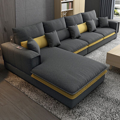 अच्छी कीमत Luxury Home Living Room Sectional Sofa Set 180*318*90CM Cloth Corner Fabric ऑनलाइन