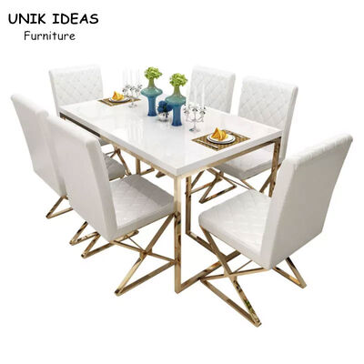 अच्छा दाम Rectangular Shape Dining Room Table And Chair Set Tempered Glass Beauty Type ऑनलाइन