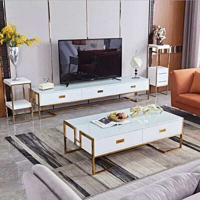 अच्छी कीमत Modern Luxury TV Stand Center Table With Storage Drawer Home Furniture ऑनलाइन
