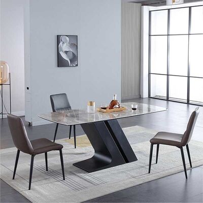 अच्छा दाम Dining Room Sets 6 Chairs With Z Metal Legs Stone Top Tables For Sale ऑनलाइन