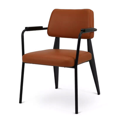 अच्छा दाम Powder Coat Metal Frame Restaurant Chairs Modern Simple Armchair Soft Leather ऑनलाइन