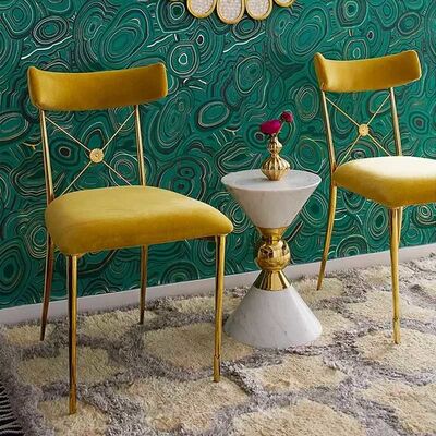 अच्छा दाम Velvet Banquet Metal Frame Dining Chairs Modern Design Elegant Leisure ऑनलाइन