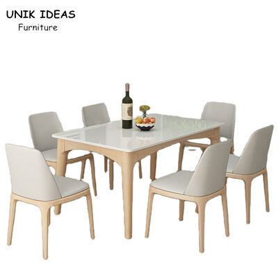 अच्छी कीमत Nordic 6 Seater Luxury Marble Dining Table Set Scratch Resistant Customized Size ऑनलाइन