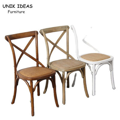 अच्छी कीमत Industrial Stackable Cross Back Wood Chair Soft Cushion Durable For Dining Room ऑनलाइन