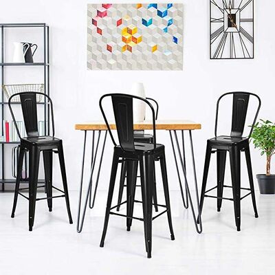 अच्छी कीमत Restaurant High Bistro Table And Stools Outdoor Modern Black Metal Stackable Style ऑनलाइन