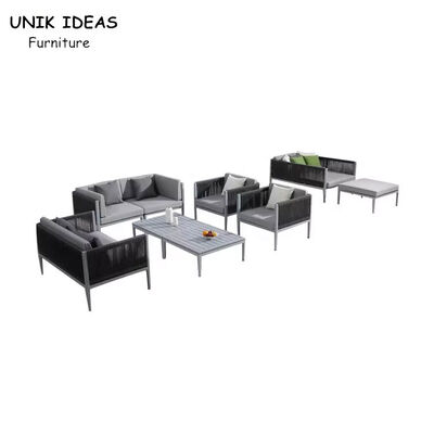 अच्छा दाम Modern Simple Sofa Set Design Aluminum Frame Rope Waterproof Outside Garden Sofa ऑनलाइन