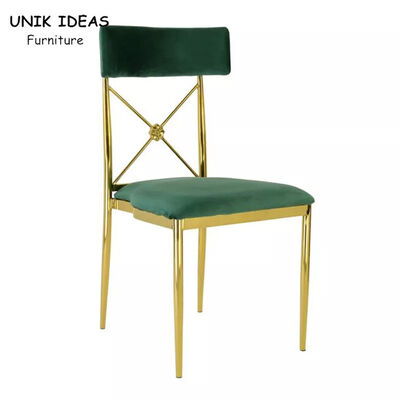 अच्छा दाम Green Cushion Luxury Wedding Chairs Gold Stainless Steel Frame For Event ऑनलाइन