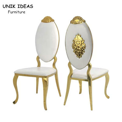 अच्छा दाम Modern Fashion Gold White Stainless Steel Banquet Chair Luxury Banquet Wedding Chair ऑनलाइन