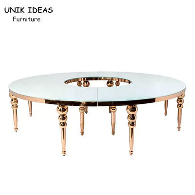 अच्छा दाम Luxury Stainless Wedding Round Dining Table For Banquet Event Wedding Furniture ऑनलाइन