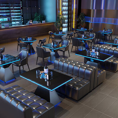 अच्छी कीमत Commercial Furniture Coffee Table With Chair For Bar Live House Metal Dining Table With Chair Customized Club Led Light Table ऑनलाइन