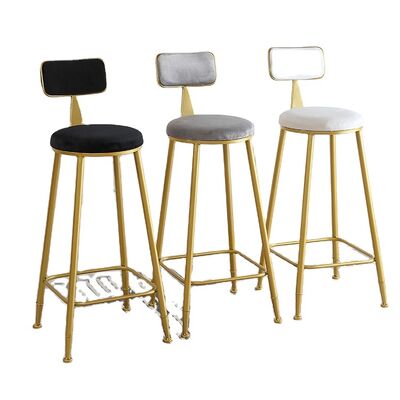 अच्छी कीमत Hot Sale Nordic Tall Cheap Counter Furniture Gold Metal Velvet Back Luxury Kitchen Modern High Stool Bar Chairs for Bar Table ऑनलाइन