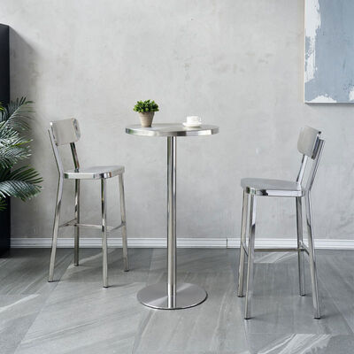 अच्छी कीमत Industrial Style Outdoor Bistro Stainless Steel KTV Chair and SH60cm Bar Table Set ऑनलाइन