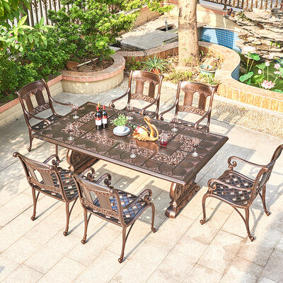 अच्छी कीमत Outdoor Cast Aluminum Table and Chair Furniture Courtyard Balcony Garden Sets Customized ऑनलाइन