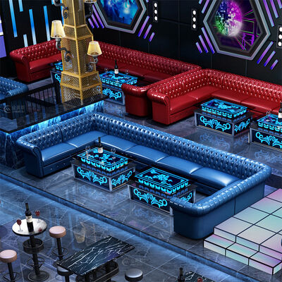 अच्छा दाम अनुकूलित बार परिवार ऑडियो-विजुअल कमरे सोफा टेबल संयोजन दीवार के खिलाफ यू के आकार का एल के आकार का लक्जरी क्लब सोफा सेट फर्नीचर ऑनलाइन