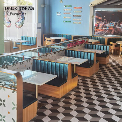 अच्छा दाम फर्नीचर सेट सोफा बूथ बैठने का कैफे फास्ट फूड डिजाइन और टेबल थोक रेस्तरां सेट ऑनलाइन