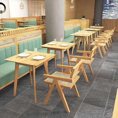 अच्छा दाम आधुनिक रेस्तरां बूथ बैठने का स्थान कैफे दुकान भोजन सेट ठोस लकड़ी रतन सोफा कुर्सियां ऑनलाइन