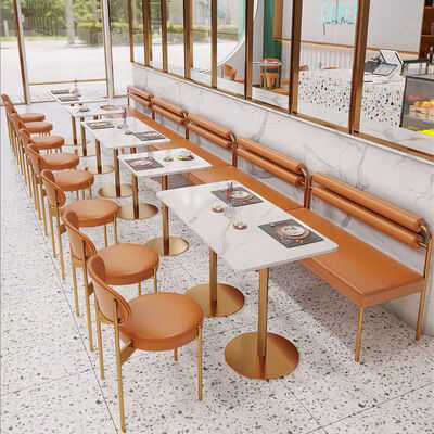 अच्छी कीमत Light Luxury Adult Restaurant Dining Table Combination Iron Metal Single Chair and Bench Sofa ऑनलाइन