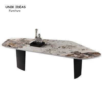 अच्छी कीमत Black  White Marble Stone Top Coffee Table Sets Stainless Steel L140xW60xH38cm ऑनलाइन