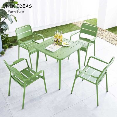 अच्छी कीमत Patio Dining Chairs And Table Set Modern Aluminum Metal Garden Outdoor 61x61x84cm ऑनलाइन
