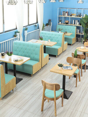 अच्छी कीमत Bistro Cafe Restaurant Pub Table And Chairs Blue Leisure Booth Set UK-CT006 ऑनलाइन