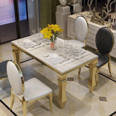 अच्छी कीमत Garden Home Luxury Dining Table And Chairs 240cm 120cm 140cm 6 Seater  Marble ऑनलाइन