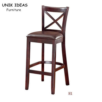 अच्छी कीमत Breakfast Wooden Bar Stools With Backs Wood Counter Height Chairs 41x46x116cm ऑनलाइन