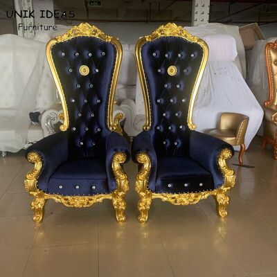 अच्छी कीमत Gold Royal Sofa King And Queen Chairs For Wedding Rental Banquet Blue Black ऑनलाइन
