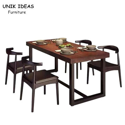 अच्छी कीमत 180cm 120cm Wooden Dining Room Table And Chairs 4 Seater Hamburg Coffee Shop ऑनलाइन