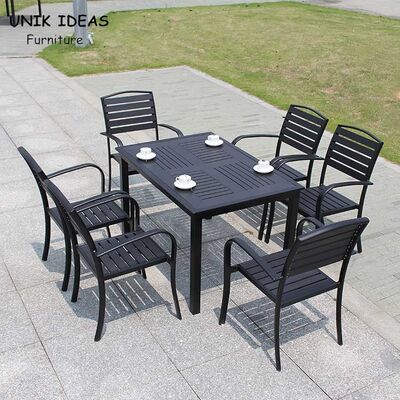 अच्छी कीमत Patio Garden Furniture Black Waterproof Outdoor Dining Table D80xL120xH73CM ऑनलाइन