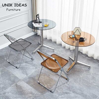 अच्छी कीमत Pub Small Bistro Glass Table And Chairs Set 4 Seater Crystal Acrylic Folding ऑनलाइन