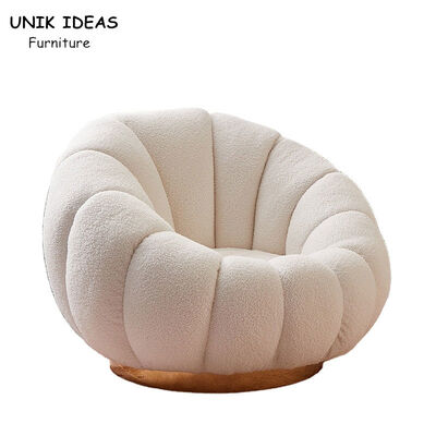 अच्छी कीमत Single Seater Recliner Armchair White Pumpkin Sofa Chair White Fabric Leisure ऑनलाइन