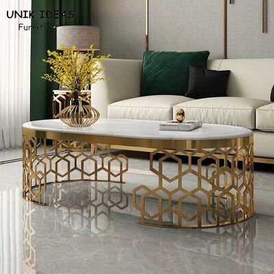 अच्छी कीमत 80x45cm Family Room Entertainment Luxury Center Tables Marble Stainless Steel Frame ऑनलाइन