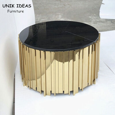 अच्छी कीमत 45x57cm Luxury Living Room Center Table For Black Sofa Round Side Metal Base ऑनलाइन