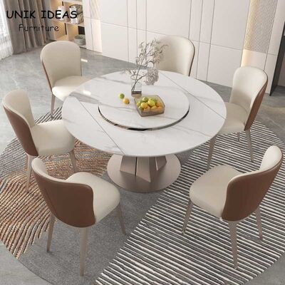 अच्छा दाम 120cm 4 5 6 Seater White Round Extendable Dining Table And Chairs 4 To 6 Turntable Rotating ऑनलाइन