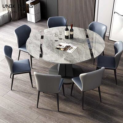 अच्छी कीमत Luxury Extendable Dining Table And Chairs 7 Piece Italian Rock Slab Folding 120cm ऑनलाइन