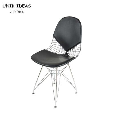 अच्छा दाम Iron Black Metal Frame Dining Chairs PU Leather Garden Comfy Indoor Outdoor ऑनलाइन