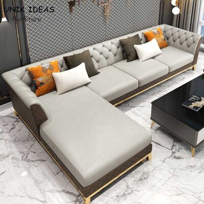 अच्छी कीमत 100 By 100 10 X 7 Tufted Living Room Sectional Sofa Couch Leather European ऑनलाइन