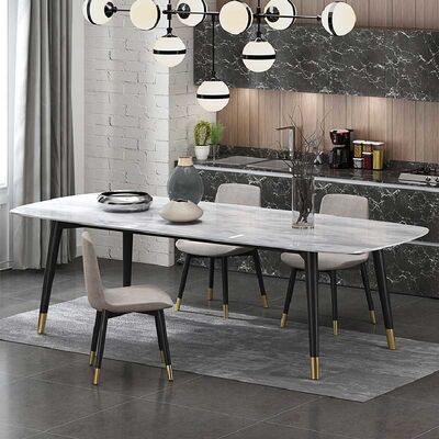 अच्छी कीमत OEM Luxury Dining Table And Chair Set Sintered Stone Top Nordic Style ऑनलाइन